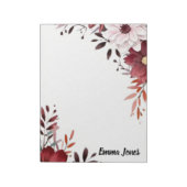 Elegante Wasserfarben Personalisierte Hintergrundm Notizblock (Rotiert)