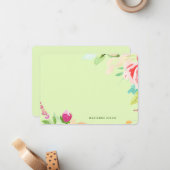 Elegante Wasserfarben Personalisiertes Limettengrü Mitteilungskarte (Vorderseite/Rückseite Beispiel)
