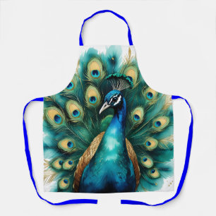 Elegante Wasserfarben-Pfauenfeder-Schürze Schürze