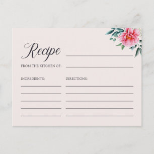 Elegante Wasserfarben-Pfingstrosen-Brautparty-Reze Postkarte