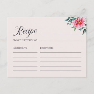 Elegante Wasserfarben-Pfingstrosen-Brautparty-Reze Postkarte