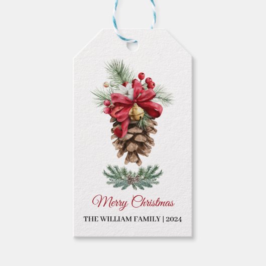 Elegante Wasserfarben-Pine Geschenkanhänger (Vorderseite)