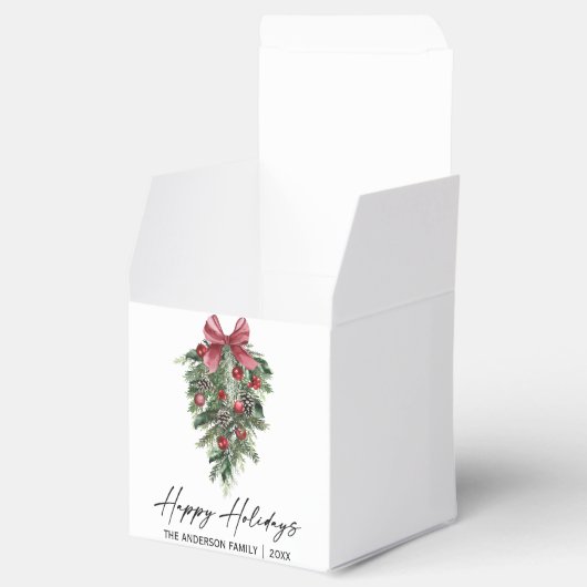 Elegante Wasserfarben Pines Calligrafy Ink Holiday Geschenkschachtel (Geöffnet)