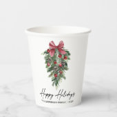 Elegante Wasserfarben Pines Calligrafy Ink Holiday Pappbecher (Vorderseite)