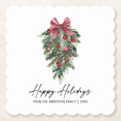 Elegante Wasserfarben Pines Calligrafy Ink Holiday Untersetzer (Vorderseite)