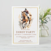 Elegante Wasserfarben Racehors Derby Party Reittie Einladung (Stehend Vorderseite)