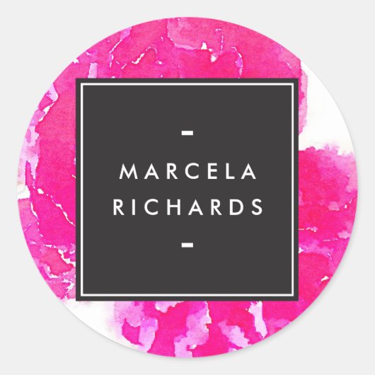 Elegante Wasserfarben Rosa Peonies Runder Aufkleber (Vorderseite)