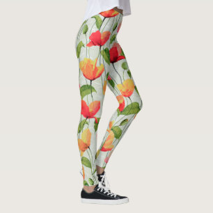 Elegante Wasserfarben Rosa und gelbe Blumen  Leggings