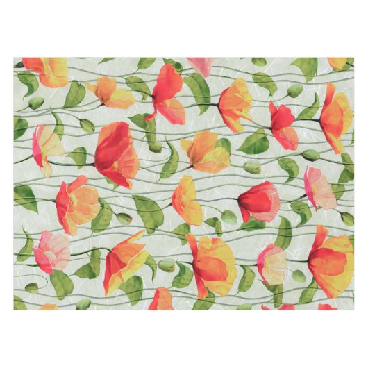 Elegante Wasserfarben Rosa und gelbe Blumen| Tischdecke (Vorderseite (Horizontal))