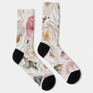 Elegante Wasserfarben Rose Peony Socken