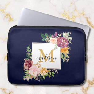 Elegante Wasserfarben-Rosen-Blumen-Botanik mit Mon Laptopschutzhülle