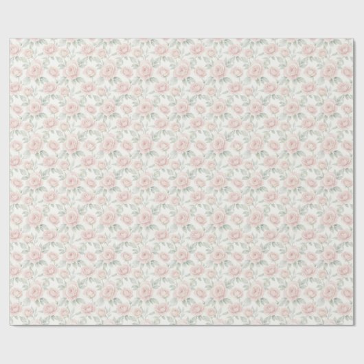 Elegante Wasserfarben-Rosen Geschenkpapier (Flach)