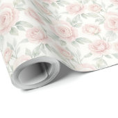 Elegante Wasserfarben-Rosen Geschenkpapier (Rolleneckpunkt)
