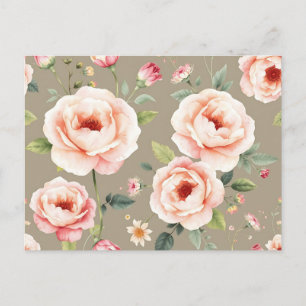 Elegante Wasserfarben-Rosen und Wildblumen Postkarte