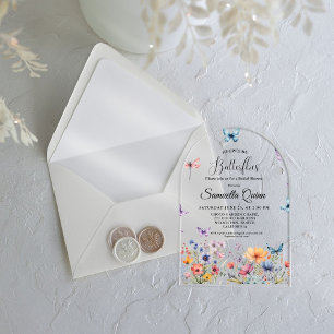 Elegante Wasserfarben-Schmetterlinge Brautparty Acryleinladungen