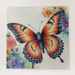 Elegante Wasserfarben-Schmetterlinge Naturinspirie Puzzle