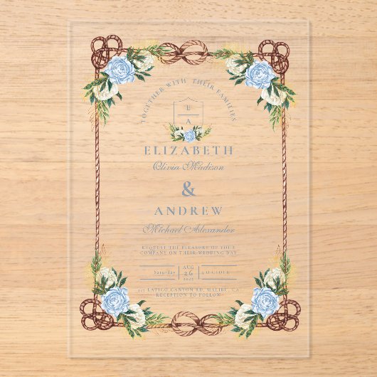 Elegante Wasserfarben Schöne Hochzeit Acryleinladungen (Vorderseite)