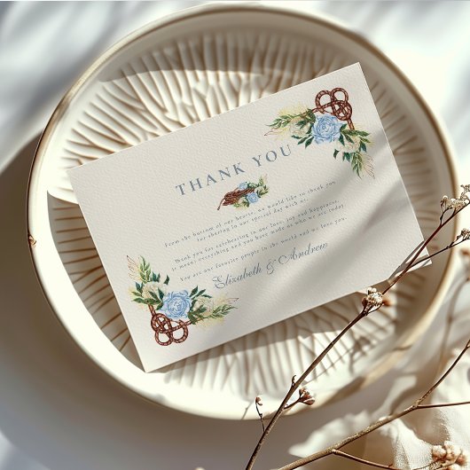 Elegante Wasserfarben Schöne Hochzeit Dankeskarte