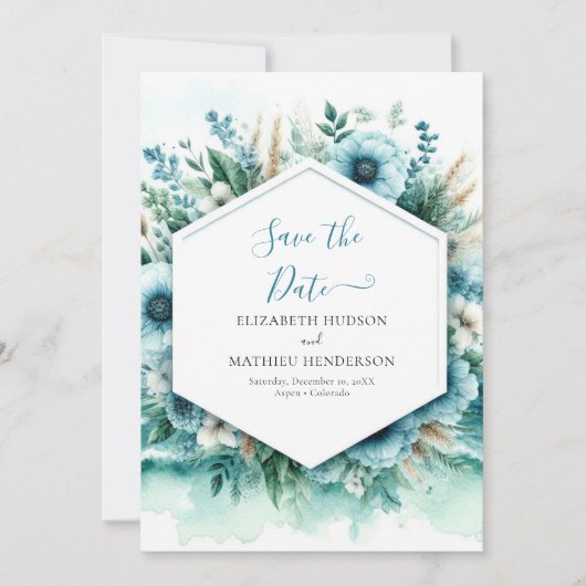 Elegante Wasserfarben Schöne Hochzeit Save The Date (Vorderseite)