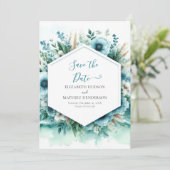 Elegante Wasserfarben Schöne Hochzeit Save The Date (Stehend Vorderseite)
