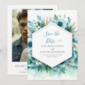Elegante Wasserfarben Schöne Hochzeit Save The Date (Vorne/Hinten)