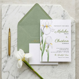 Elegante Wasserfarben-Schwertlilien-Hochzeitseinla Einladung