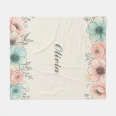 Elegante Wasserfarben Sketchy-Blume Fleecedecke (Vorderseite (Horizontal))