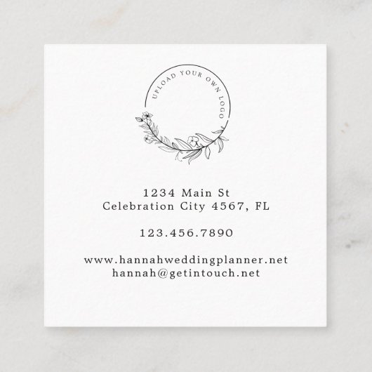 Elegante Wasserfarben Sommerliche Blume Ihr Logo Quadratische Visitenkarte (Rückseite)