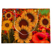 Elegante Wasserfarben Sonnenblumen - Blumenbeutel Große Geschenktüte (Vorderseite)