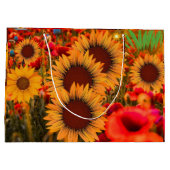 Elegante Wasserfarben Sonnenblumen - Blumenbeutel Große Geschenktüte (Rückseite)