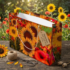 Elegante Wasserfarben Sonnenblumen - Blumenbeutel Große Geschenktüte