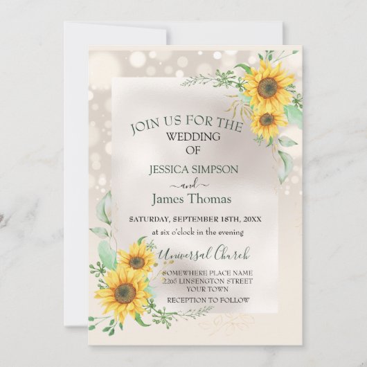 Elegante Wasserfarben Sonnenblumen Einladung (Vorderseite)