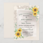 Elegante Wasserfarben Sonnenblumen Einladung (Vorne/Hinten)