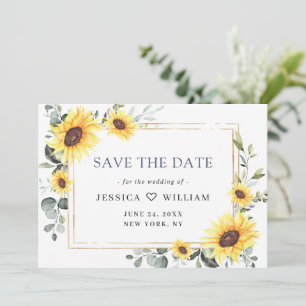 Elegante Wasserfarben-Sonnenblumen-Eukalyptus-Hoch Save The Date