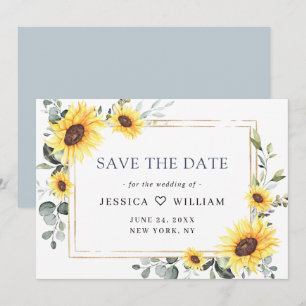 Elegante Wasserfarben-Sonnenblumen Eukalyptus-Hoch Save The Date