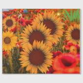 Elegante Wasserfarben Sonnenblumen Geschenkpapier (Flach)