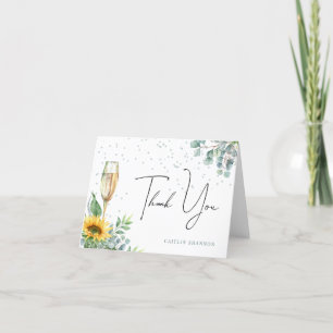 Elegante Wasserfarben-Sonnenblumen-Hochzeitsdusche Dankeskarte