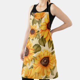 Elegante Wasserfarben Sonnenblumen Schürze