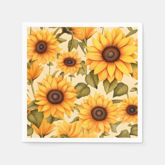 Elegante Wasserfarben Sonnenblumen Serviette (Vorderseite)