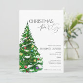 Elegante Wasserfarben Tree Weihnachten Party Einla (Stehend Vorderseite)