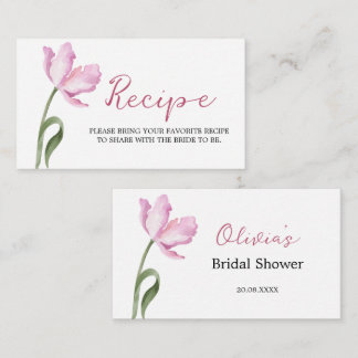 Elegante Wasserfarben-Tulpen-Brautparty-Rezept Begleitkarte