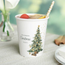 Elegante Wasserfarben-Weihnachtsbaum-Party