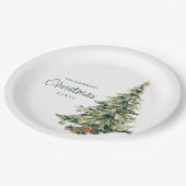 Elegante Wasserfarben-Weihnachtsfeier mit Baum  Pappteller (Schrägansicht)