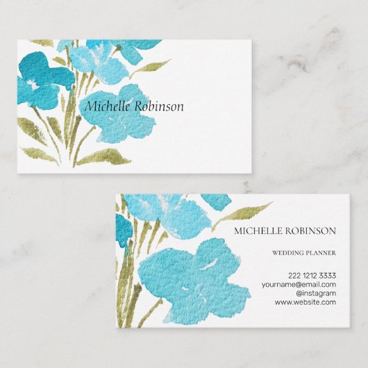 Elegante Wasserfarben Wildblumen Beruflich Visitenkarte (Vorne/Hinten)