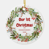 Elegante Wasserfarben Wreath Keramik Ornament (Vorne)