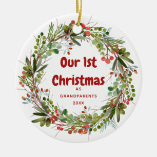 Elegante Wasserfarben Wreath Keramik Ornament