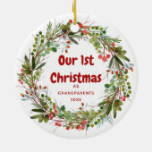 Elegante Wasserfarben Wreath Keramik Ornament (Hinten)