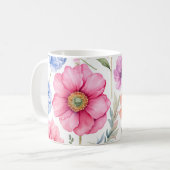 Elegante Wasserfarbene Blume Flora Muster Kaffeetasse (Vorderseite Links)