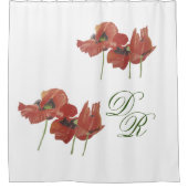 ELEGANTE WASSERFARBENE ROTE POPPIEN DUSCHVORHANG (Vorderseite)