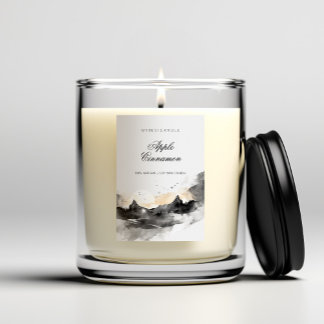 Elegante Wasserfarbengebirge Candle Lebensmitteletikett